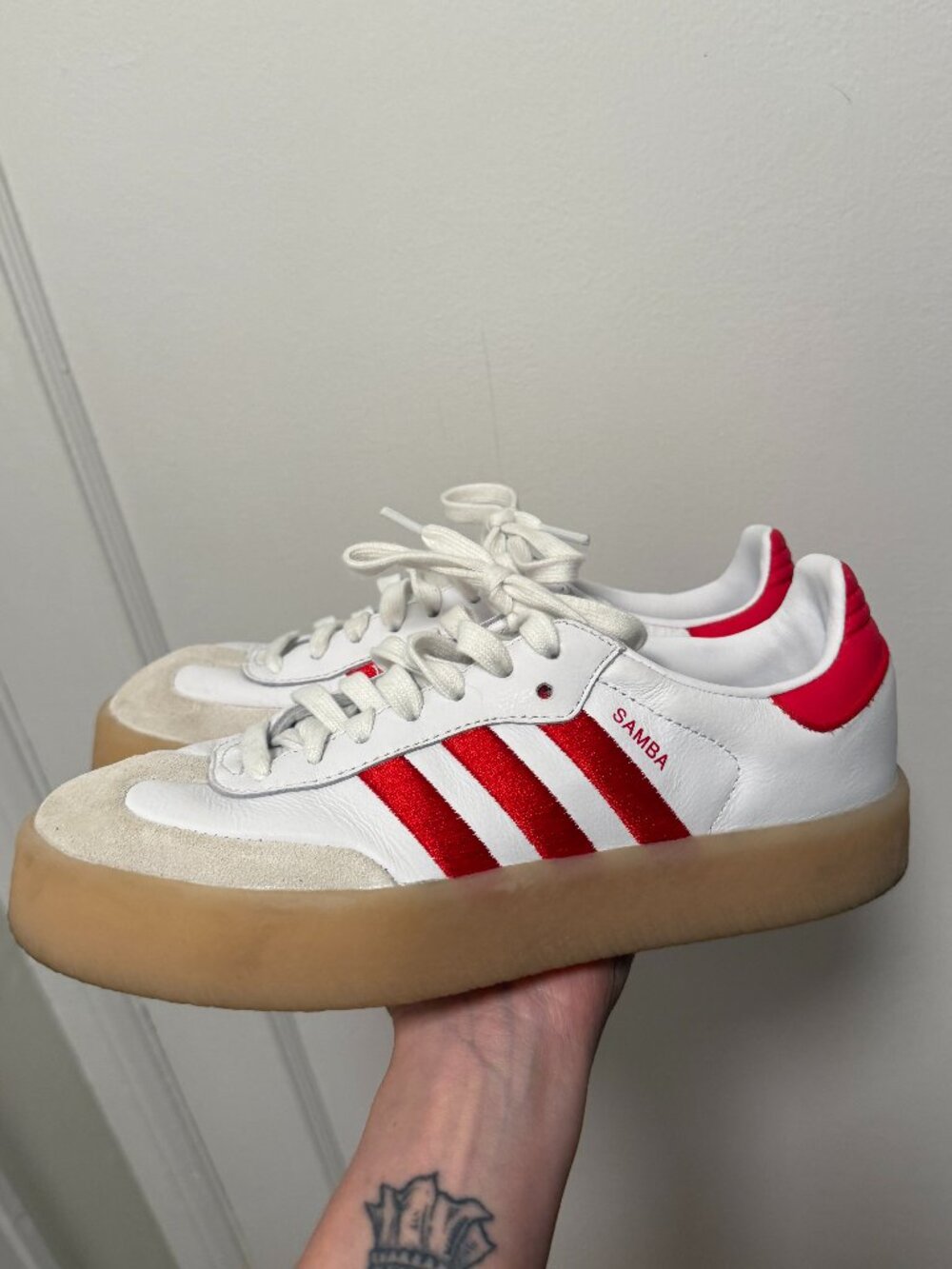 Adidas Samba White/Red Size 6.5